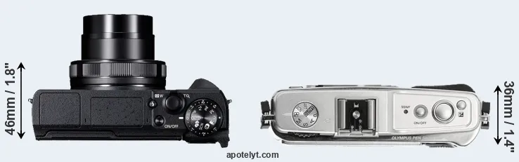 Compare G5X Mark II versus E-P1 top