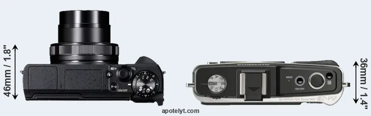 Compare G5X Mark II versus E-P2 top