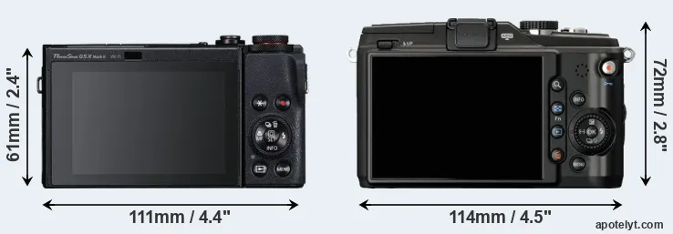 Comparison G5X Mark II or E-PL2 rear