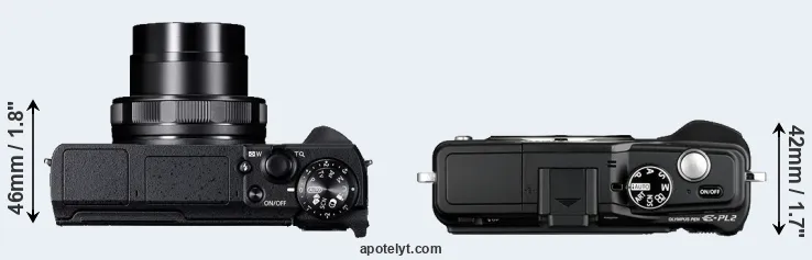 Compare G5X Mark II versus E-PL2 top