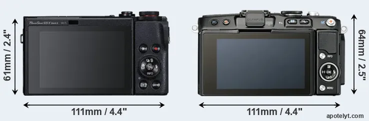 Comparison G5X Mark II or E-PL5 rear