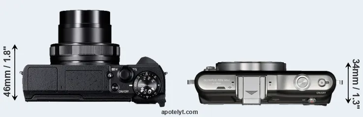 Compare G5X Mark II versus E-PM1 top