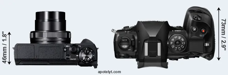Compare G5X Mark II versus OM-1 II top