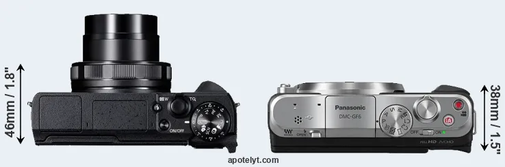 Compare G5X Mark II versus GF6 top