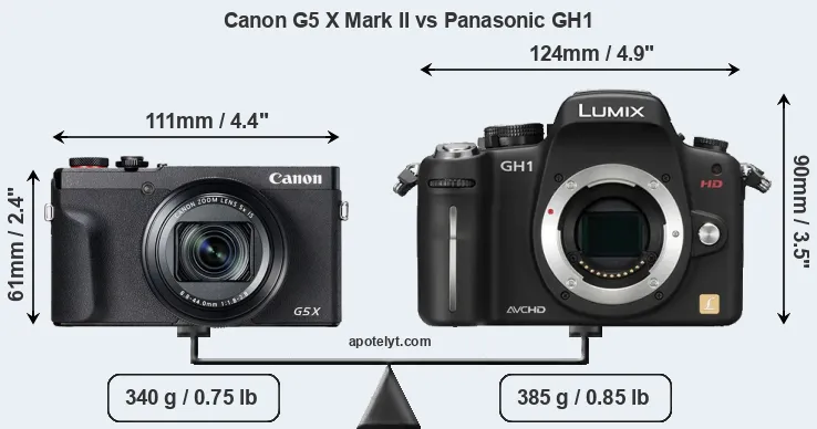 Size Canon G5 X Mark II vs Panasonic GH1
