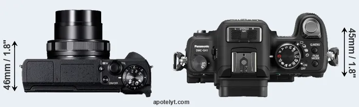 Compare G5X Mark II versus GH1 top