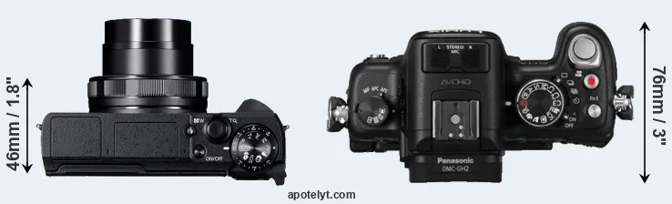 Compare G5X Mark II versus GH2 top
