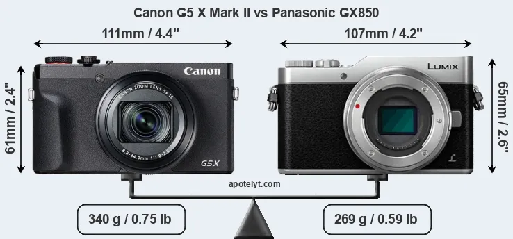 Size Canon G5 X Mark II vs Panasonic GX850