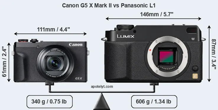 Size Canon G5 X Mark II vs Panasonic L1