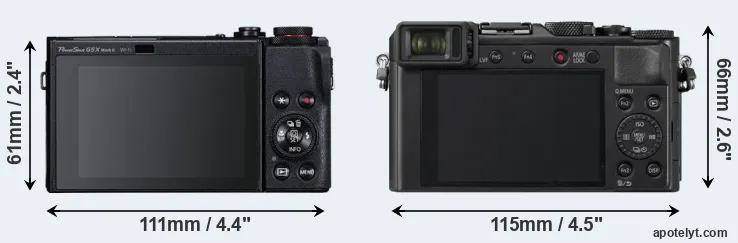 Comparison G5X Mark II or LX100 II rear