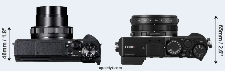 Compare G5X Mark II versus LX100 II top