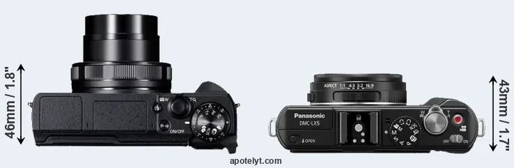 Compare G5X Mark II versus LX5 top