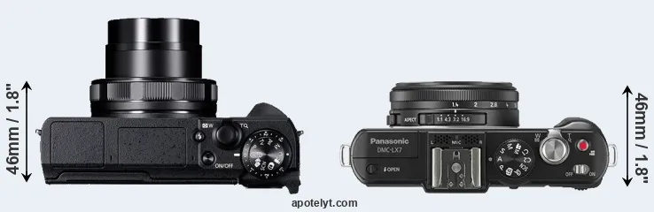 Compare G5X Mark II versus LX7 top