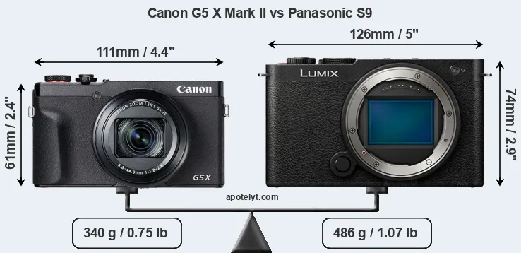 Size Canon G5 X Mark II vs Panasonic S9
