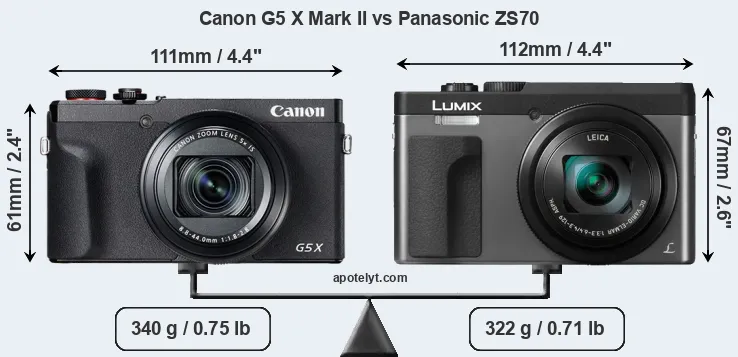 Size Canon G5 X Mark II vs Panasonic ZS70