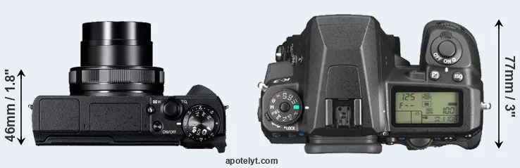 Compare G5X Mark II versus K-3 top