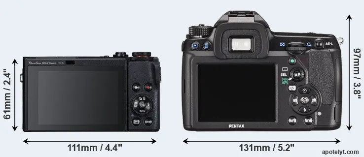 Comparison G5X Mark II or K-5 II rear