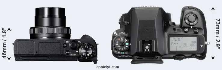 Compare G5X Mark II versus K-5 II top