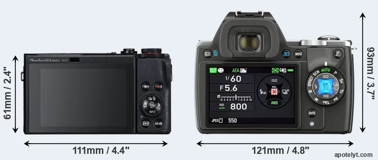 Comparison G5X Mark II or K-S1 rear