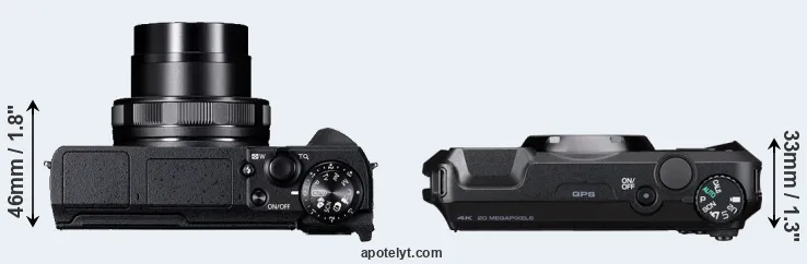 Compare G5X Mark II versus WG-8 top
