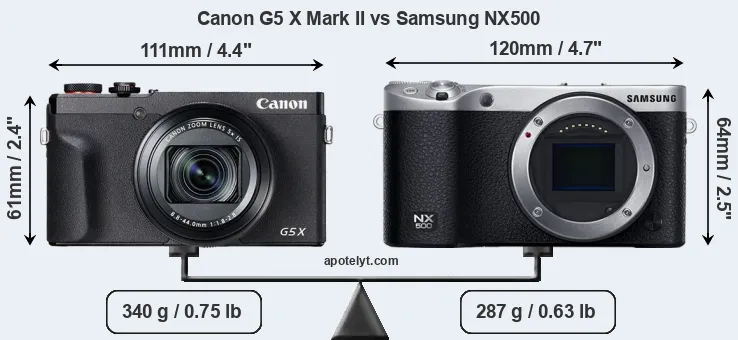 Size Canon G5 X Mark II vs Samsung NX500