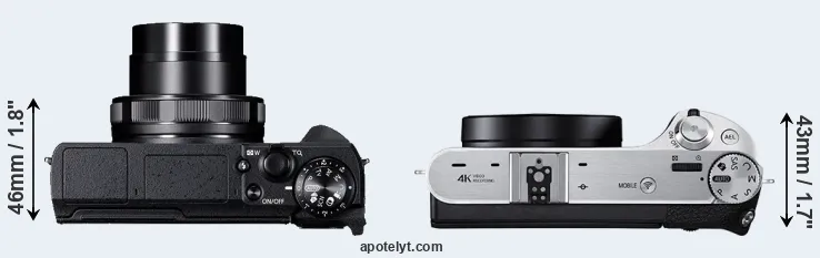 Compare G5X Mark II versus NX500 top