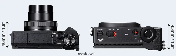 Compare G5X Mark II versus fp L top