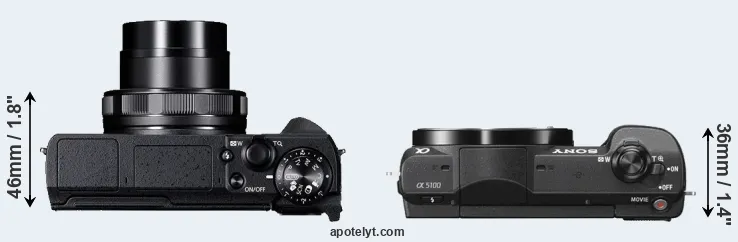 Compare G5X Mark II versus A5100 top