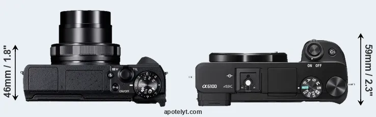 Compare G5X Mark II versus A6100 top