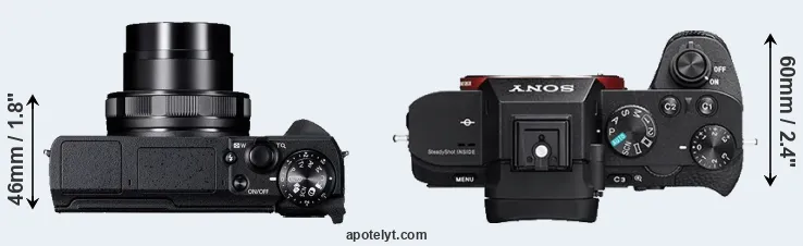 Compare G5X Mark II versus A7R II top