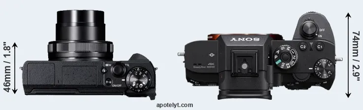 Compare G5X Mark II versus A7R III top