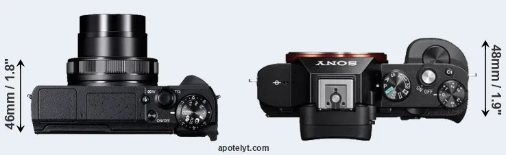 Compare G5X Mark II versus A7R top