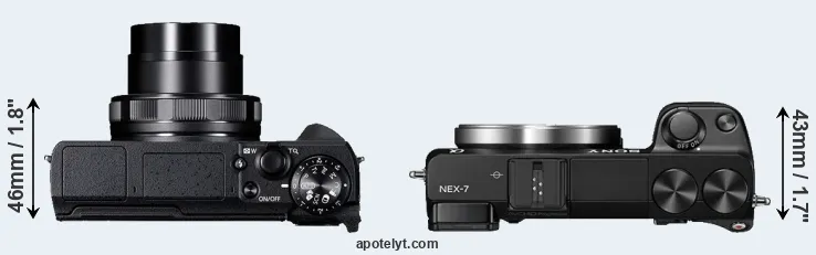Compare G5X Mark II versus NEX-7 top