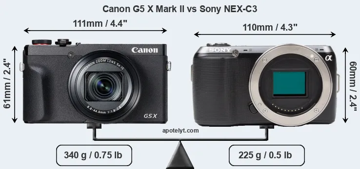 Size Canon G5 X Mark II vs Sony NEX-C3