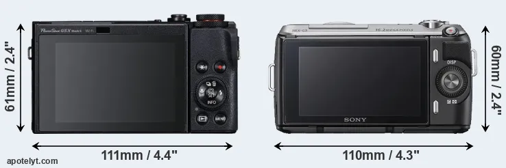 Comparison G5X Mark II or NEX-C3 rear