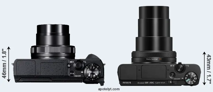 Compare G5X Mark II versus RX100 VI top