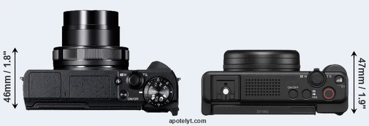 Compare G5X Mark II versus ZV-1 II top