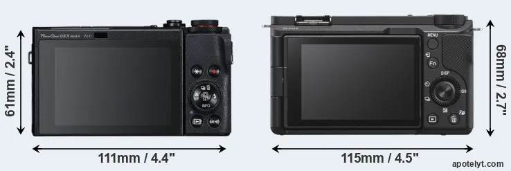 Comparison G5X Mark II or ZV-E10 II rear