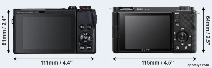 Comparison G5X Mark II or ZV-E10 rear