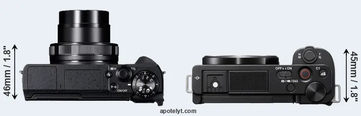 Compare G5X Mark II versus ZV-E10 top