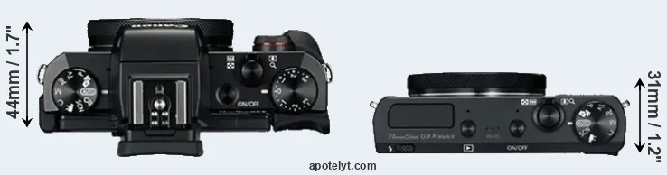 Compare G5X versus G9X Mark II top
