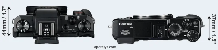 Compare G5X versus X-E2 top