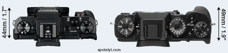 Compare G5X versus X-T2 top