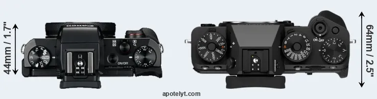 Compare G5X versus X-T5 top