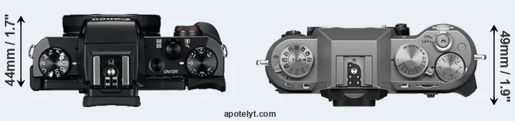 Compare G5X versus X-T50 top