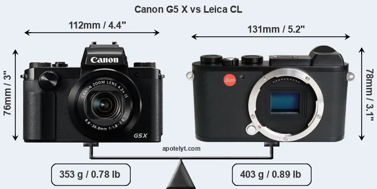 Size Canon G5 X vs Leica CL