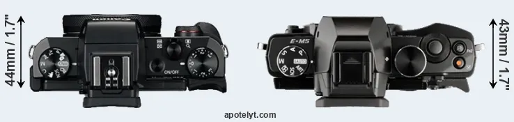 Compare G5X versus E-M5 top