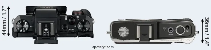 Compare G5X versus E-P2 top