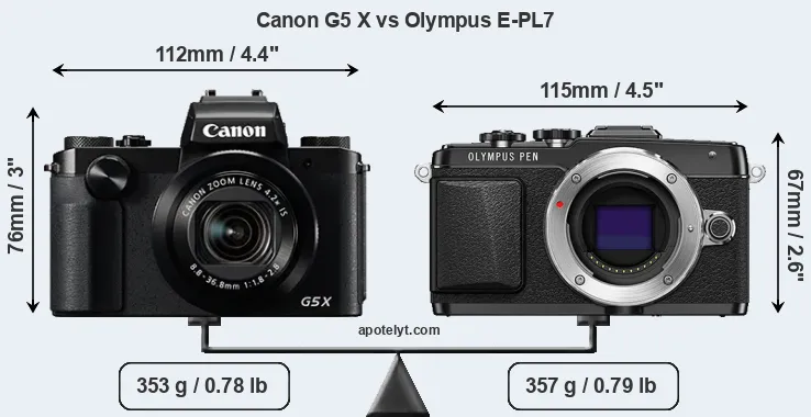 Size Canon G5 X vs Olympus E-PL7
