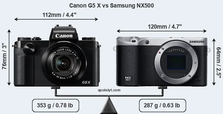 Size Canon G5 X vs Samsung NX500